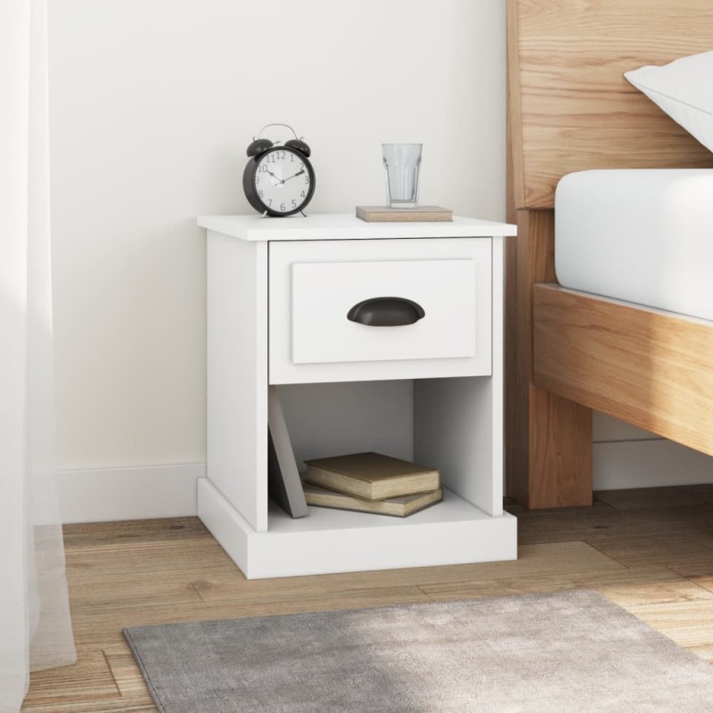 vidaXL Mesitas de noche 2 uds madera contrachapada blanco 39x39x47,5cm vidaXL Mesitas de noche 2 uds madera contrachapada blanco 39x39x47,5cm