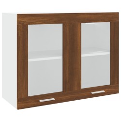 vidaXL Armario vitrina colgante madera roble ahumado 80x31x60 cm