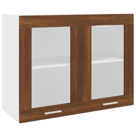 vidaXL Armario vitrina colgante madera roble ahumado 80x31x60 cm