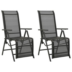 vidaXL Silla de jardín reclinables 2 uds textileno aluminio negro