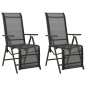 vidaXL Silla de jardín reclinables 2 uds textileno aluminio negro