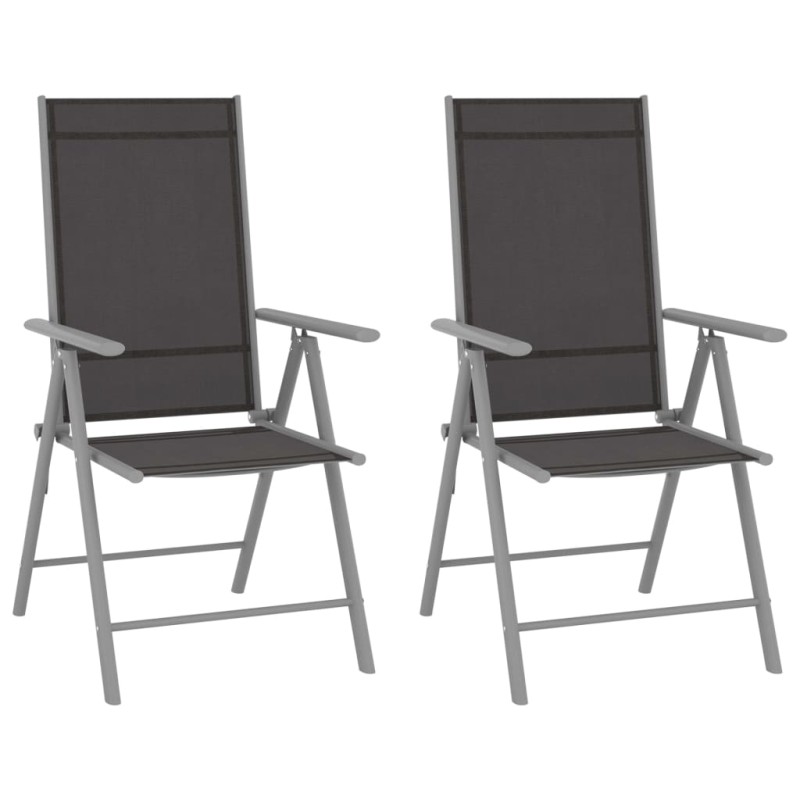 vidaXL Sillas de jardín plegables 2 unidades textilene negro vidaXL Sillas de jardín plegables 2 unidades textilene negro