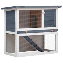 vidaXL Jaula conejera con 1 puerta madera gris