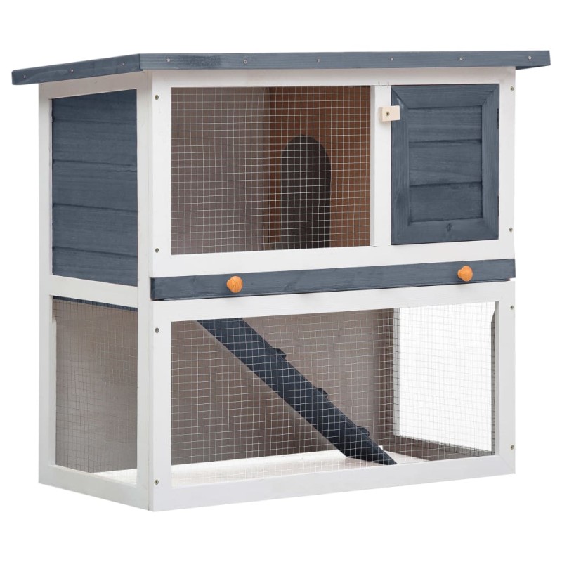 vidaXL Jaula conejera con 1 puerta madera gris vidaXL Jaula conejera con 1 puerta madera gris