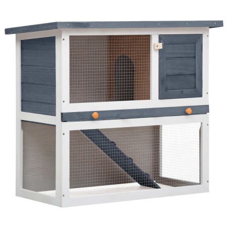 vidaXL Jaula conejera con 1 puerta madera gris