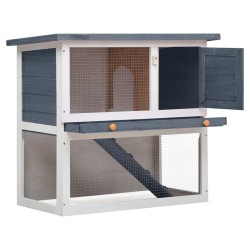 vidaXL Jaula conejera con 1 puerta madera gris