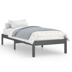vidaXL Estructura de cama de madera maciza de pino gris 90x200 cm