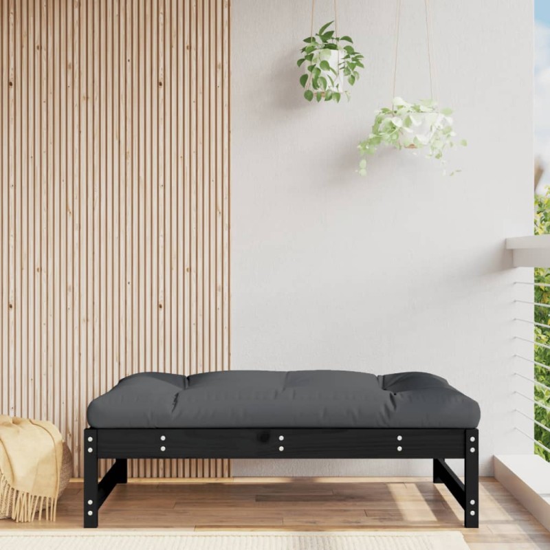 vidaXL Taburete de jardín madera maciza de pino negro 120x80 cm vidaXL Taburete de jardín madera maciza de pino negro 120x80 cm