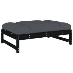 vidaXL Taburete de jardín madera maciza de pino negro 120x80 cm