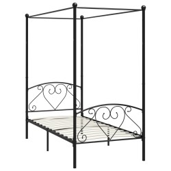 vidaXL Estructura de cama con dosel metal negro 90x200 cm 