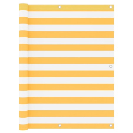 vidaXL Toldo para balcón tela oxford blanco y amarillo 120x500 cm