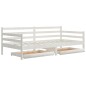 vidaXL Sofá cama con cajones madera de pino maciza blanco 90x200 cm vidaXL Sofá cama con cajones madera de pino maciza blanco 90x200 cm