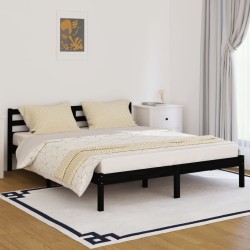vidaXL Estructura de cama madera maciza de pino negro 160x200 cm