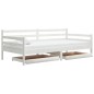vidaXL Sofá cama con cajones madera de pino maciza blanco 90x200 cm vidaXL Sofá cama con cajones madera de pino maciza blanco 90x200 cm