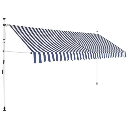 vidaXL Toldo manual retráctil 400 cm azul y blanco a rayas