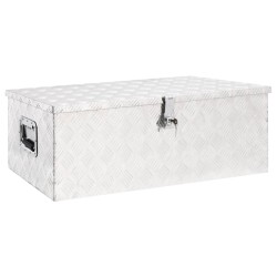 vidaXL Caja de almacenaje de aluminio plateado 90x47x33,5 cm