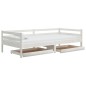 vidaXL Sofá cama con cajones madera de pino maciza blanco 90x200 cm vidaXL Sofá cama con cajones madera de pino maciza blanco 90x200 cm