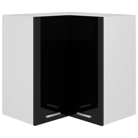 vidaXL Armario colgante esquina madera de ingeniería negro brillo