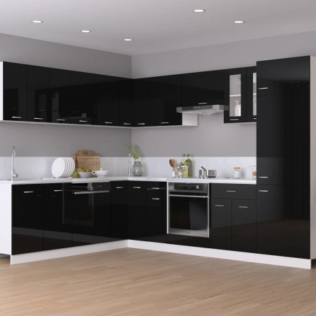 vidaXL Armario colgante esquina madera de ingeniería negro brillo