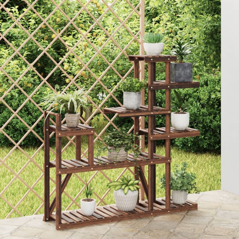 vidaXL Soporte para flores de madera maciza abeto 110x25x111 cm