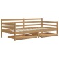 vidaXL Sofá cama con cajones madera pino maciza miel 90x200 cm vidaXL Sofá cama con cajones madera pino maciza miel 90x200 cm