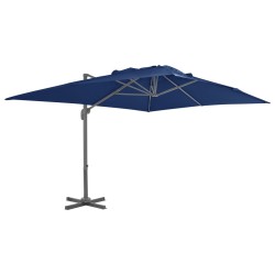 vidaXL Sombrilla voladiza con poste de aluminio azul celeste 4x3 m