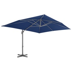 vidaXL Sombrilla voladiza con poste de aluminio azul celeste 4x3 m