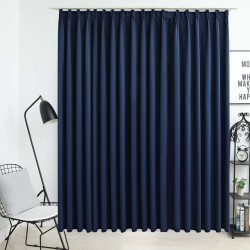 vidaXL Cortina opaca con ganchos azul 290x245 cm