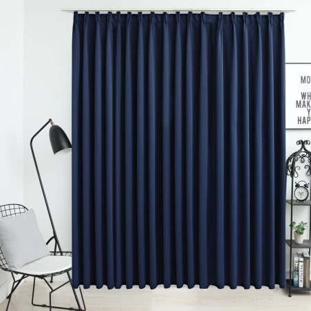 vidaXL Cortina opaca con ganchos azul 290x245 cm