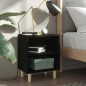 vidaXL Mesita de noche con patas de madera maciza negra 40x30x50 cm vidaXL Mesita de noche con patas de madera maciza negra 40x30x50 cm