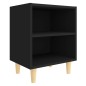 vidaXL Mesita de noche con patas de madera maciza negra 40x30x50 cm vidaXL Mesita de noche con patas de madera maciza negra 40x30x50 cm