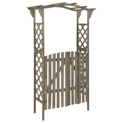 vidaXL Pérgola con puerta madera maciza de abeto gris 116x40x204 cm