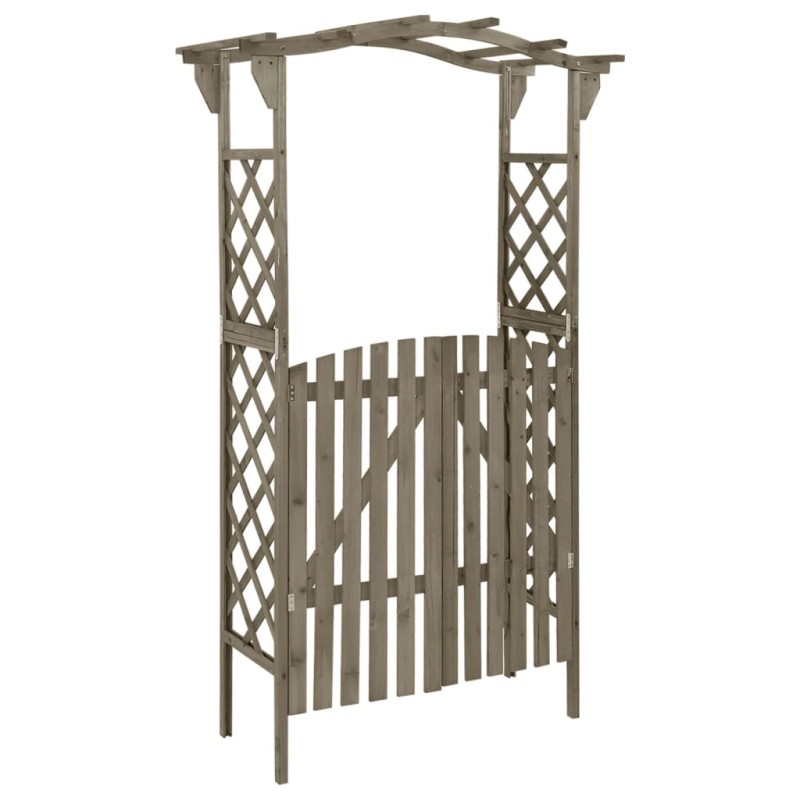 vidaXL Pérgola con puerta madera maciza de abeto gris 116x40x204 cm vidaXL Pérgola con puerta madera maciza de abeto gris 116x40x204 cm
