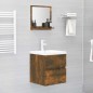 vidaXL Espejo de baño madera contrachapada roble ahumado 40x10,5x37 cm vidaXL Espejo de baño madera contrachapada roble ahumado 40x10,5x37 cm
