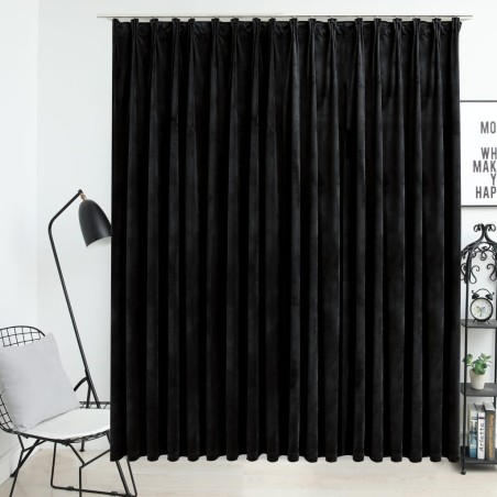 vidaXL Cortina opaca con ganchos terciopelo negro 290x245 cm