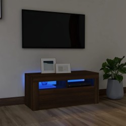 vidaXL Mueble de TV con luces LED roble marrón 90x35x40 cm