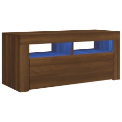 vidaXL Mueble de TV con luces LED roble marrón 90x35x40 cm