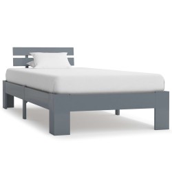 vidaXL Estructura de cama de madera maciza de pino gris 90x200 cm