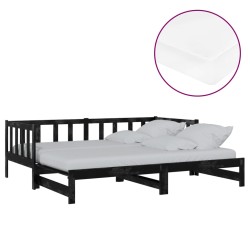 vidaXL Sofá cama extraíble madera maciza de pino negro 2x(90x200) cm