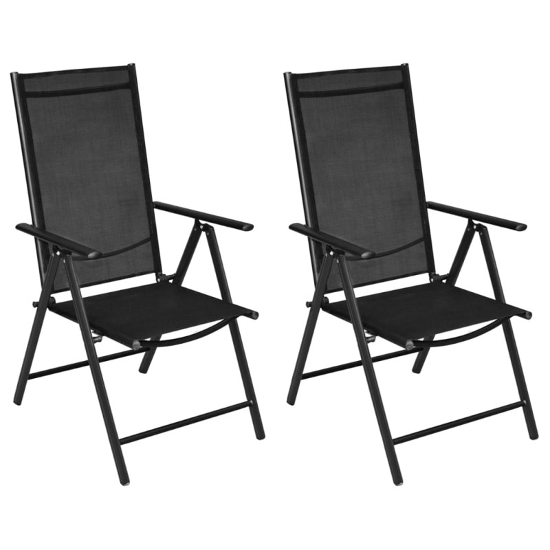 vidaXL Sillas plegables de jardín 2 uds aluminio y textilene negro