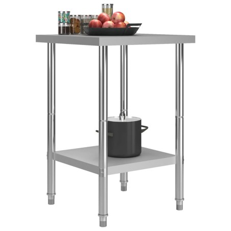vidaXL Mesa de trabajo para cocina acero inoxidable 60x60x85 cm