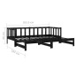 vidaXL Sofá cama extraíble madera maciza de pino negro 2x(90x200) cm vidaXL Sofá cama extraíble madera maciza de pino negro 2x(90x200) cm