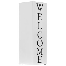 vidaXL Paragüero diseño Welcome acero blanco 