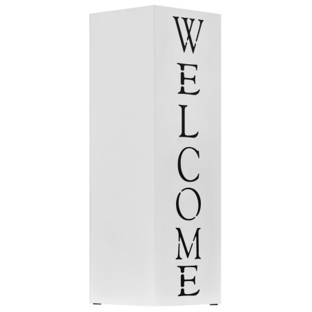 vidaXL Paragüero diseño Welcome acero blanco 