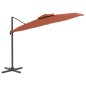 vidaXL Sombrilla colgante de doble techo terracota 400x300 cm