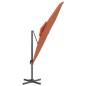 vidaXL Sombrilla colgante de doble techo terracota 400x300 cm