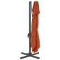 vidaXL Sombrilla colgante de doble techo terracota 400x300 cm