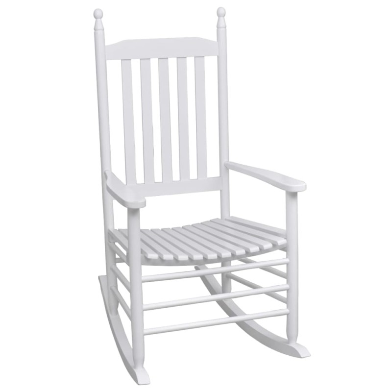 vidaXL Mecedora de madera con asiento curvado madera blanca vidaXL Mecedora de madera con asiento curvado madera blanca