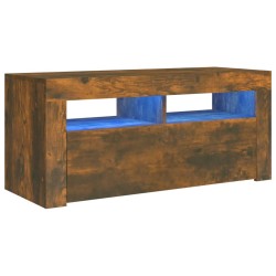 vidaXL Mueble de TV con luces LED roble ahumado 90x35x40 cm