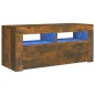 vidaXL Mueble de TV con luces LED roble ahumado 90x35x40 cm